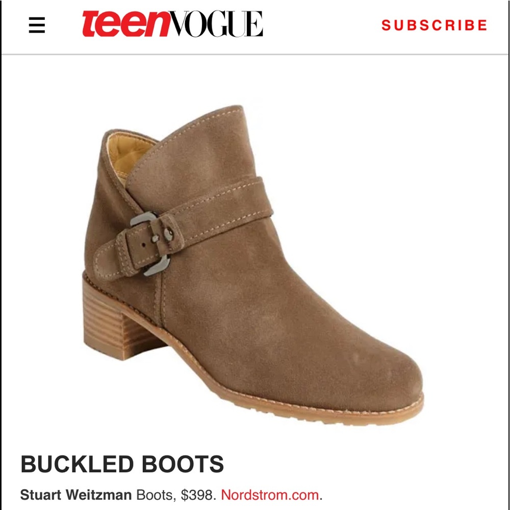 Stuart Weitzman | 10 Dude Boots Suede Ankle Booties Buckle Western Block Heel